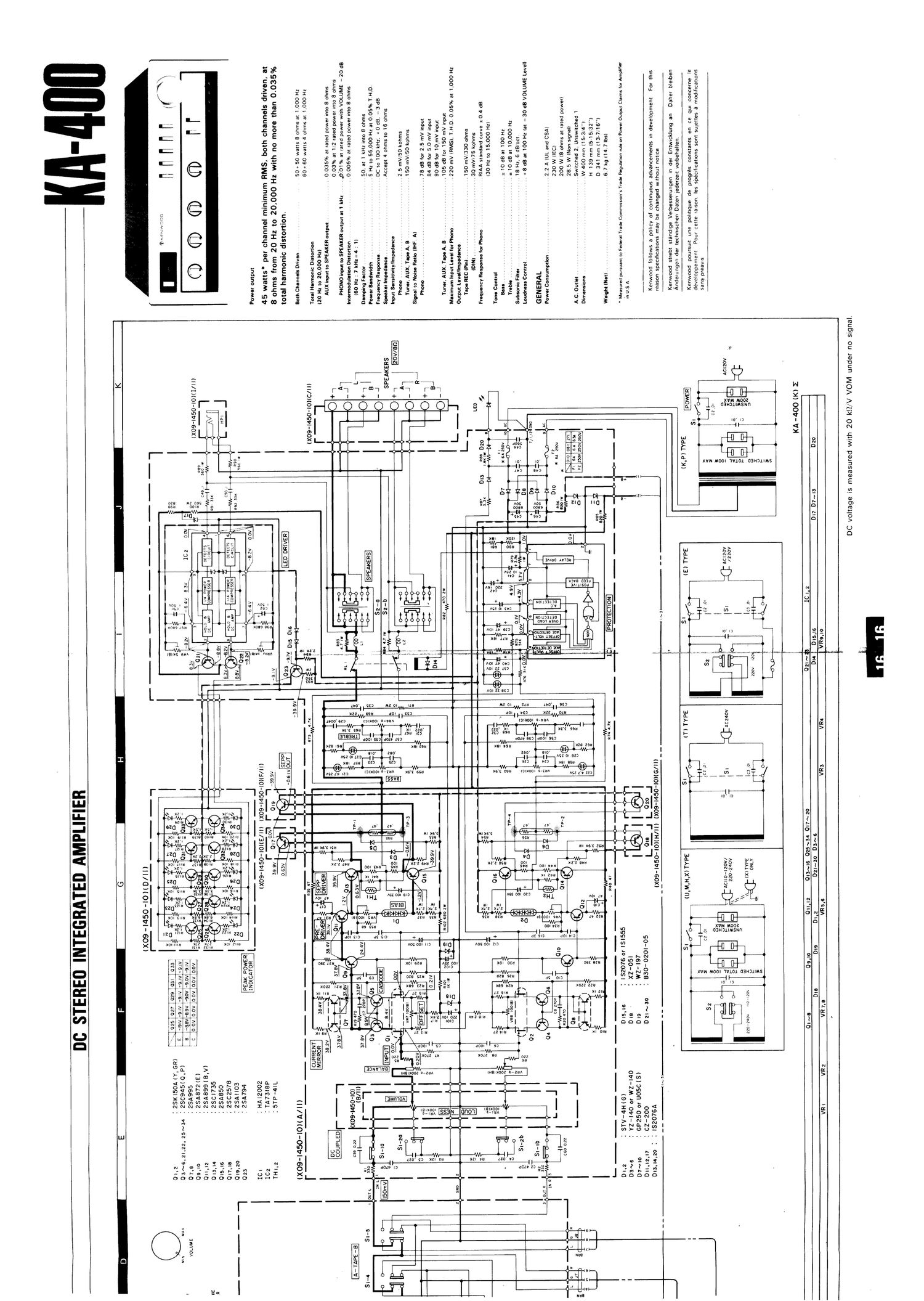 Kenwood KA 400 Schematic