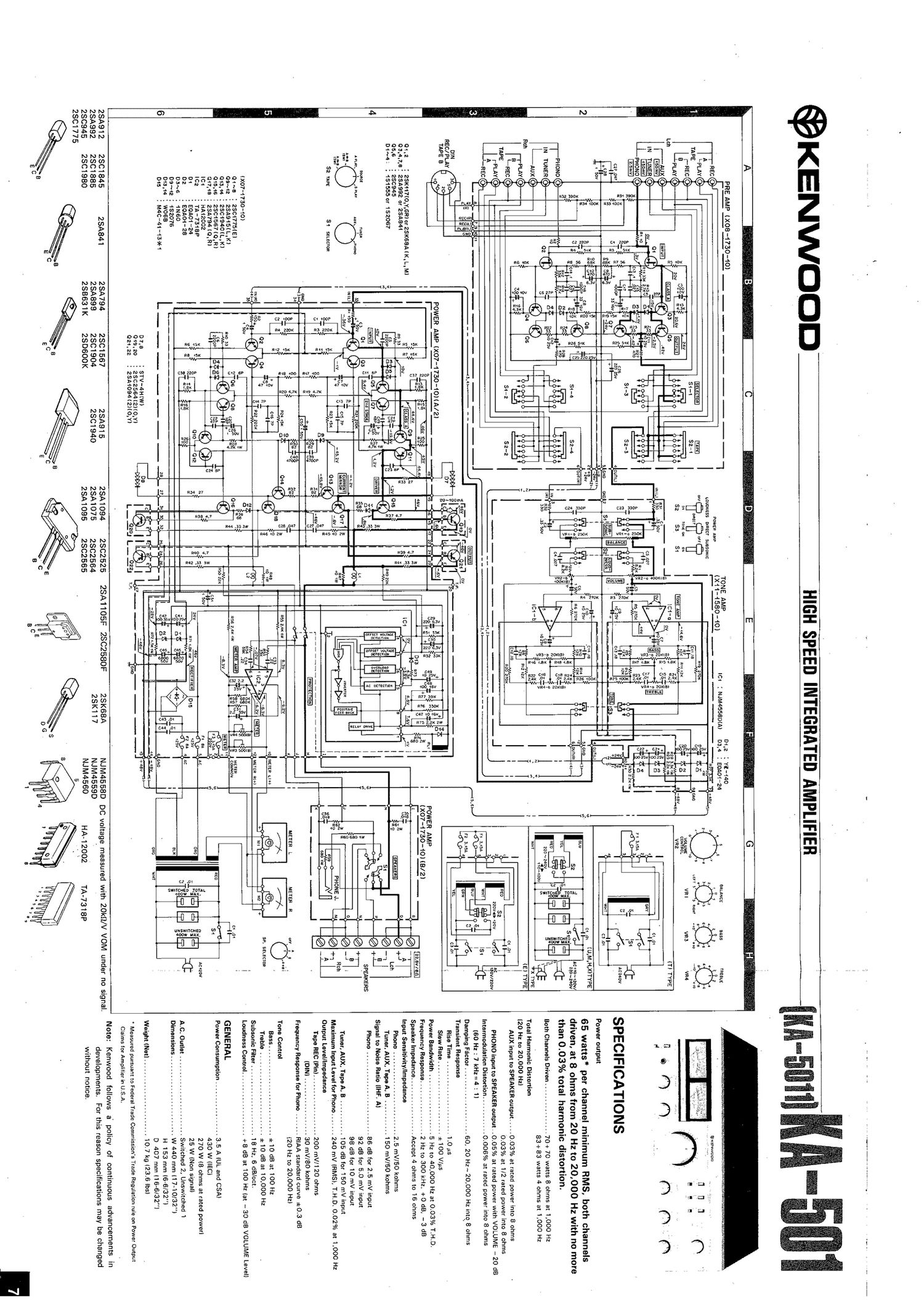 Kenwood KA 501 Schematic