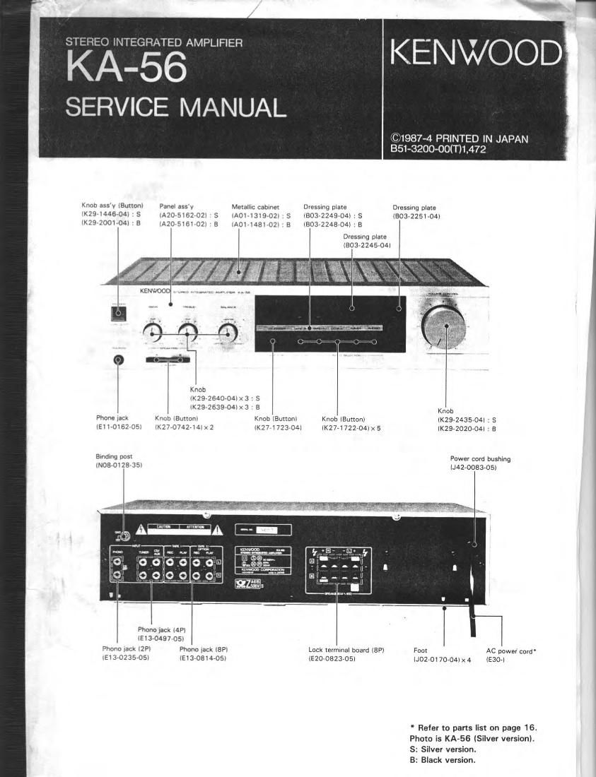 Kenwood KA 56 Service Manual