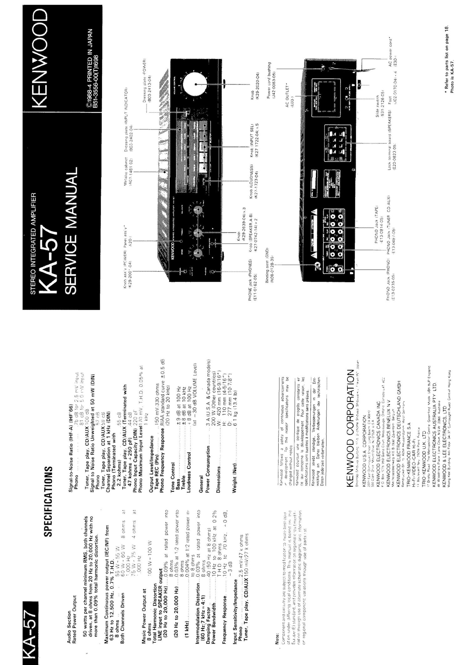 Kenwood KA 57 Service Manual