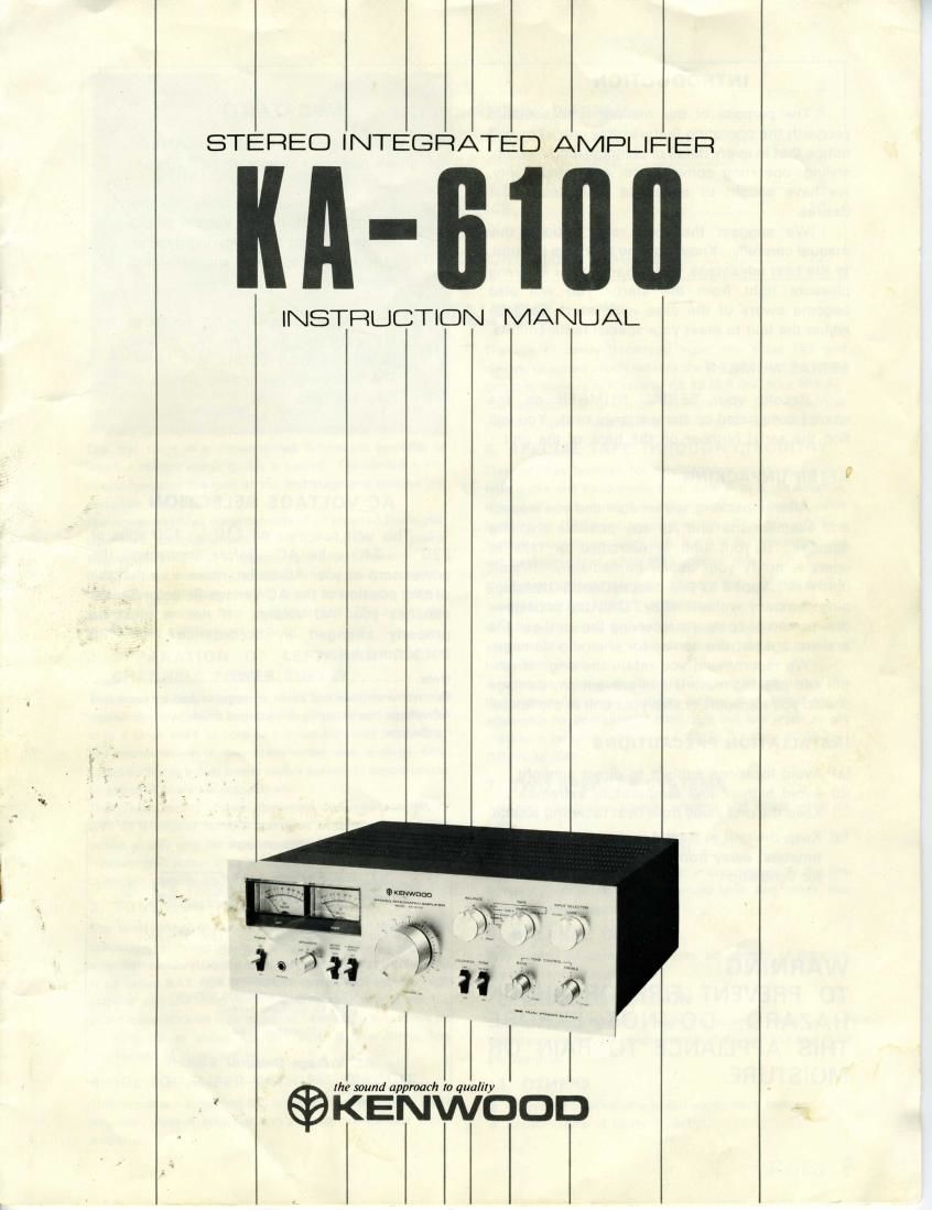Kenwood KA 6100 Owners Manual