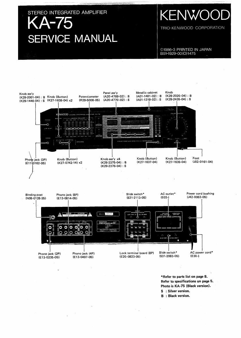 Kenwood KA 75 Service Manual