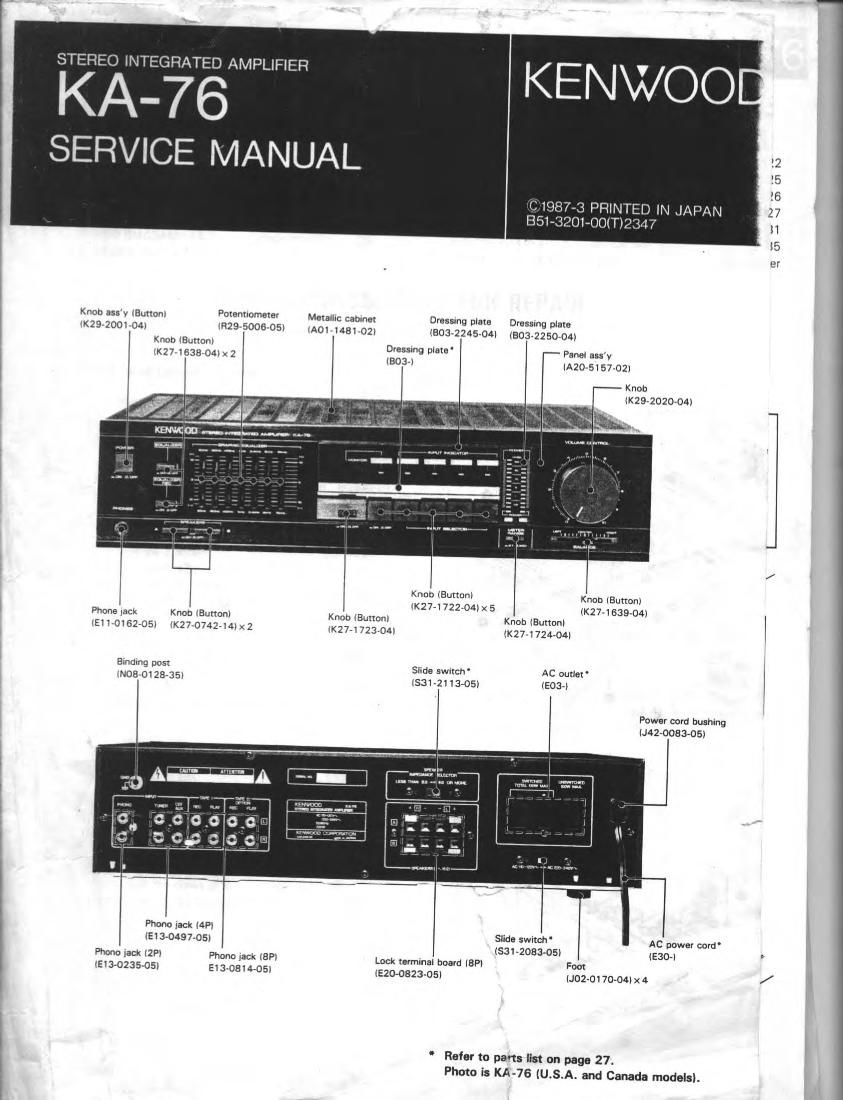 Kenwood KA 76 Service Manual