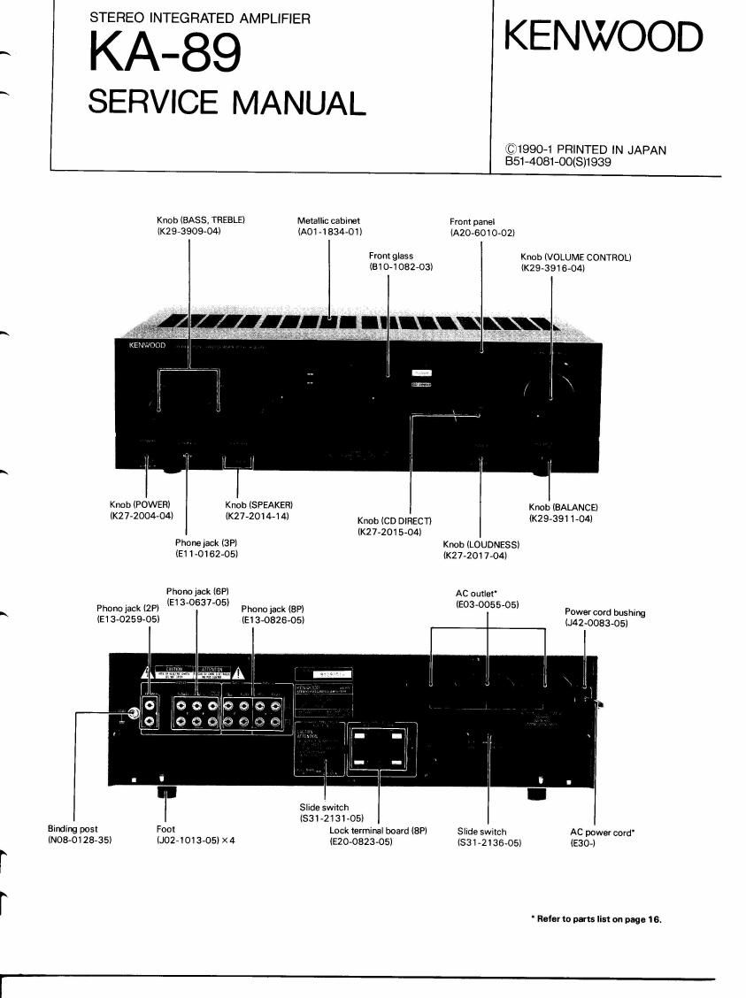 Kenwood KA 89 Service Manual