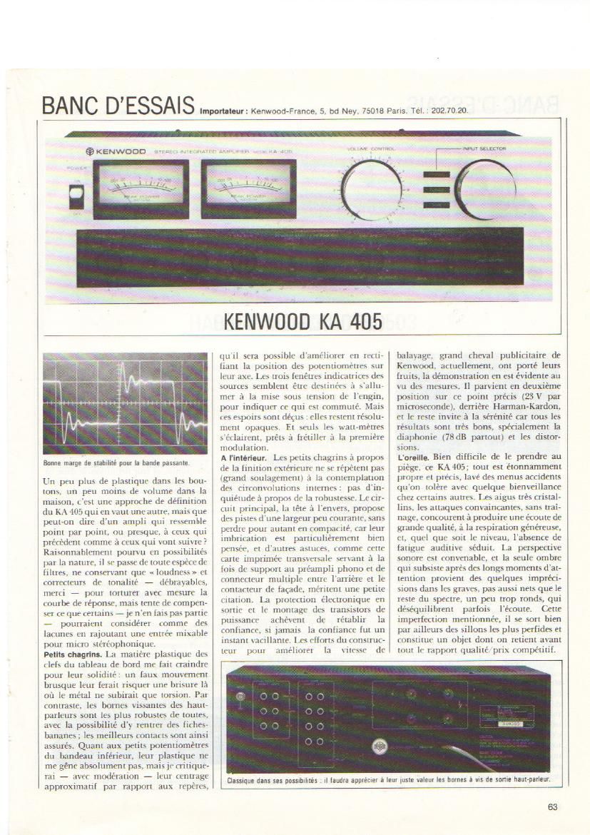 kenwood KA 405 Test