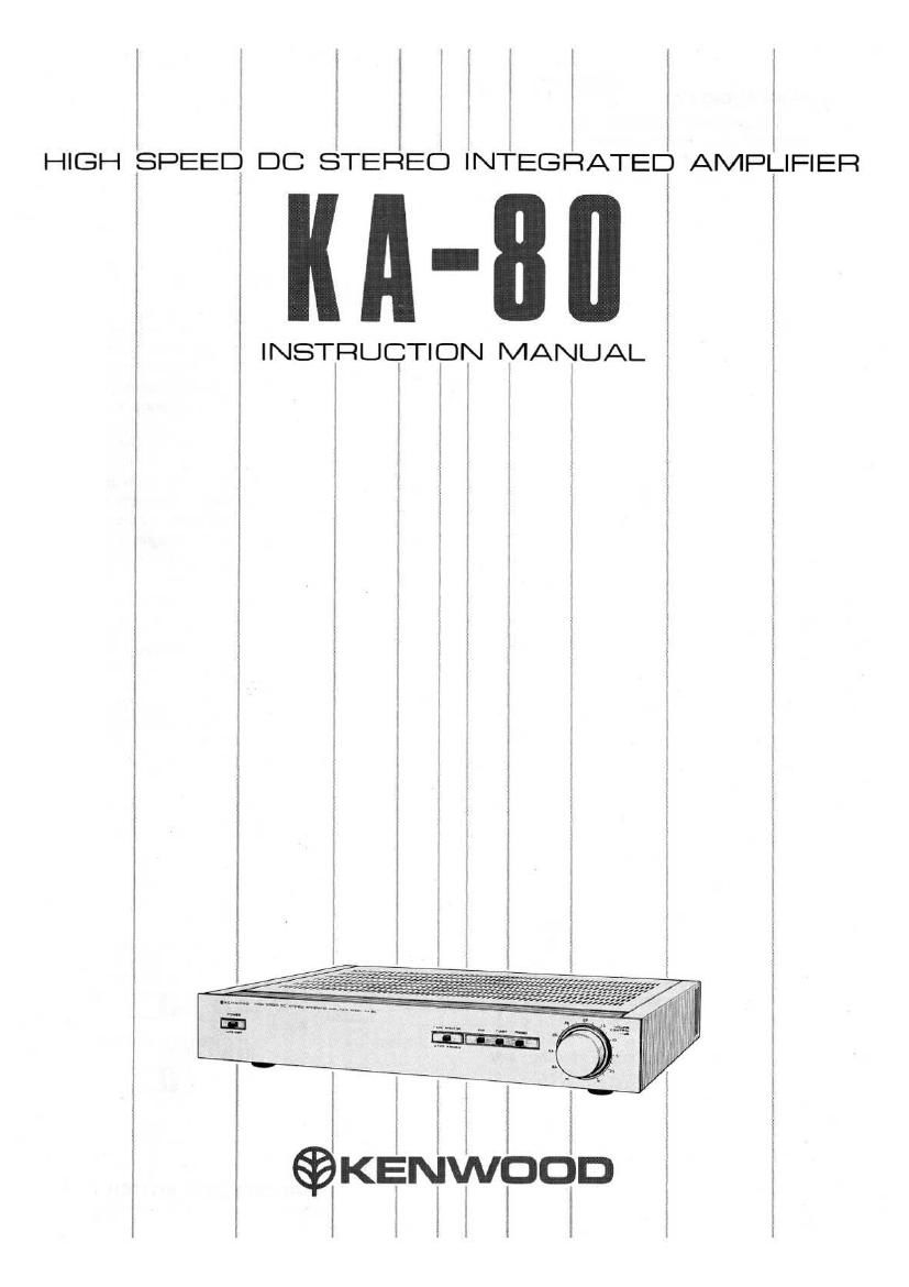 kenwood KA 80 Owners Manual