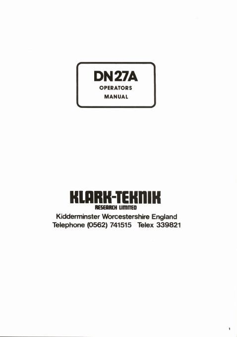 klark teknik dn27 user manual