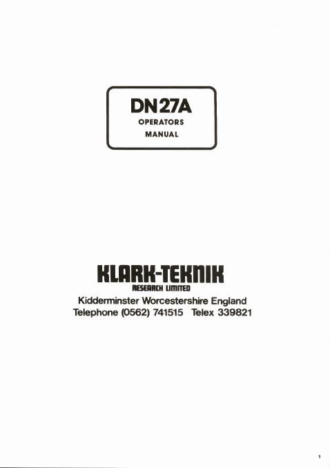 klark teknik dn27 user manual