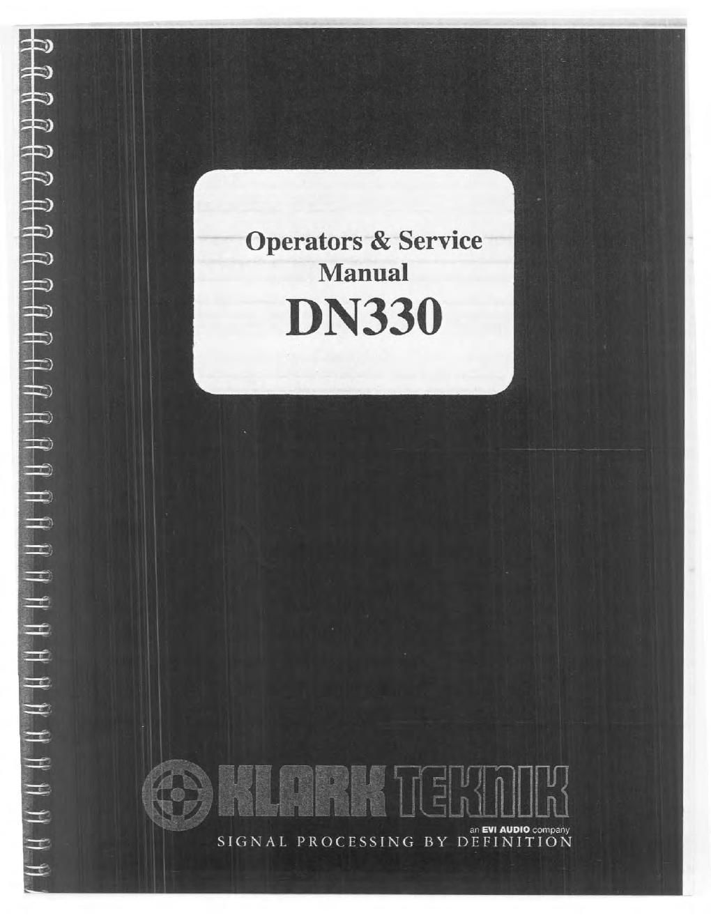 klark teknik dn330 operators and service manual