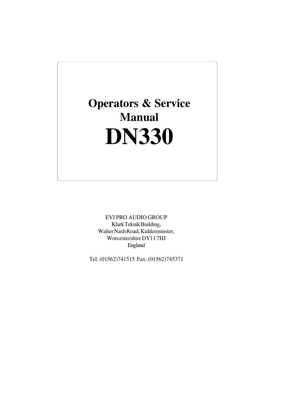 klark teknik dn330 operators and service manual alt