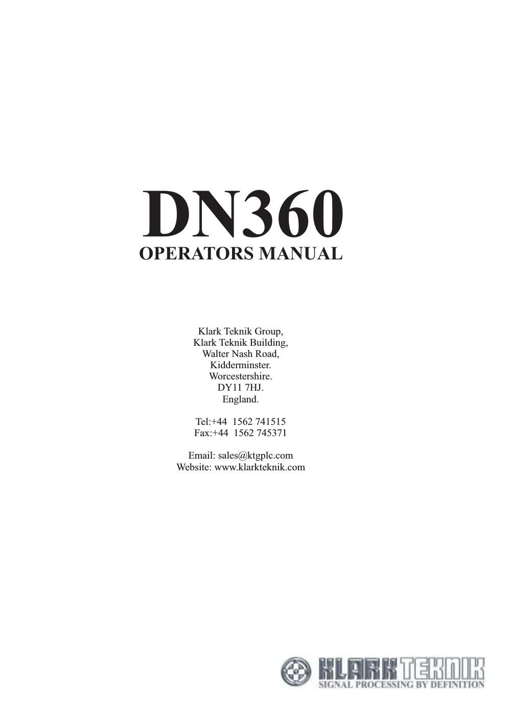 klark teknik dn360 operators and schematics