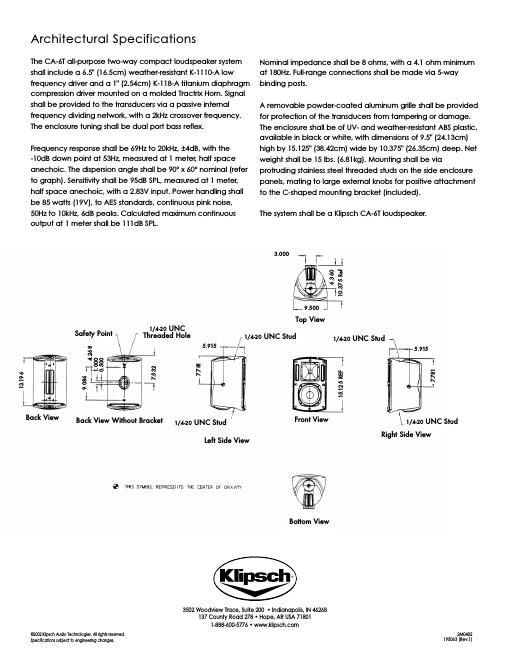 klipsch ca 6 tqxd brochure