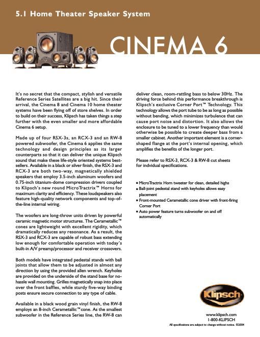 klipsch cinema 6 brochure