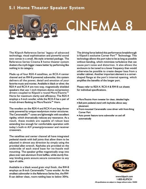 klipsch cinema 8 brochure