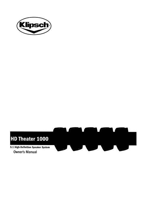Klipsch Hd Theater 1000 Owners Manual