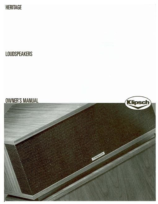 klipsch heritage owners manual
