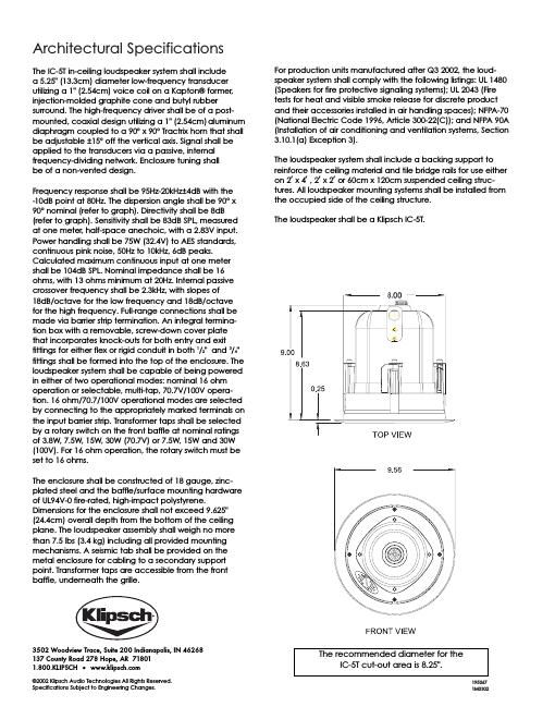 klipsch ic 5 t brochure