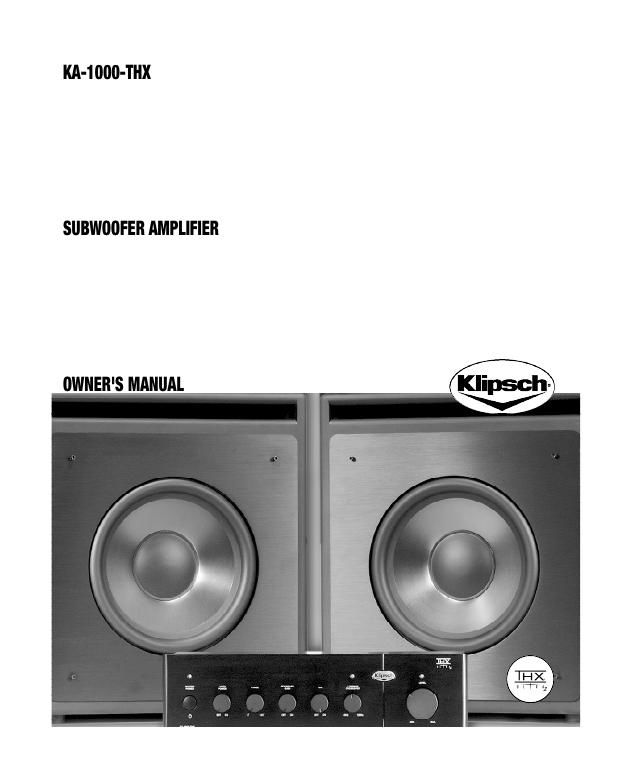 klipsch ka 1000 thx owners manual