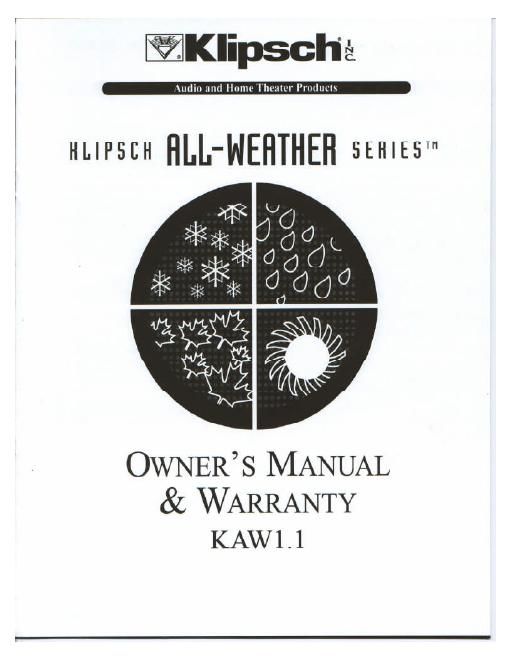 klipsch kaw 1 1 owners manual