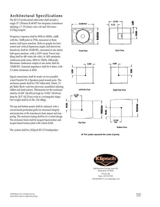 klipsch ki 115 brochure