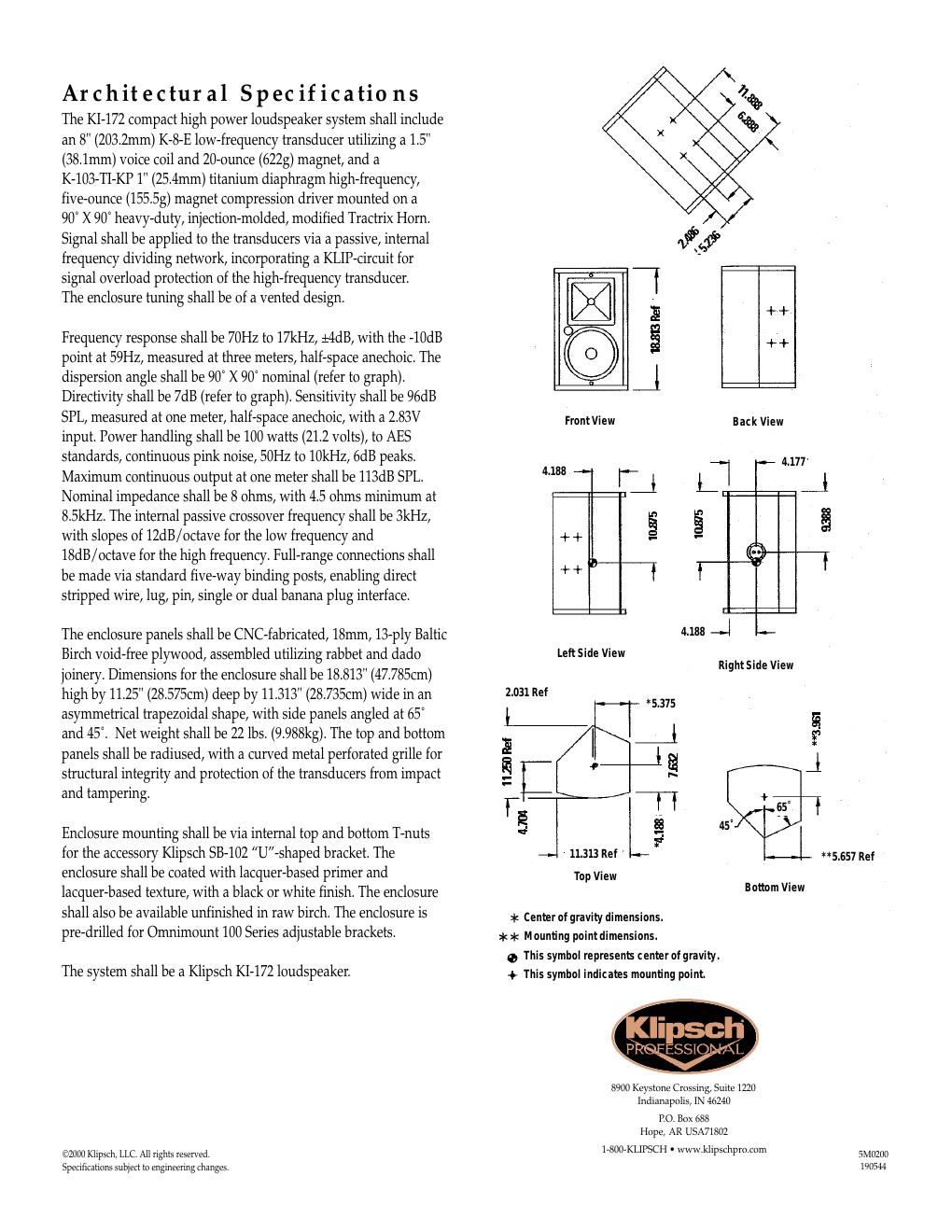 klipsch ki 172 brochure