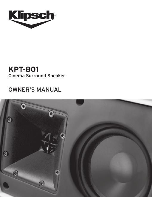 Klipsch KPT 801 Owners Manual