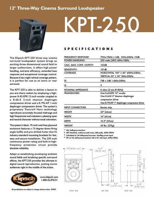 klipsch kpt 250 brochure