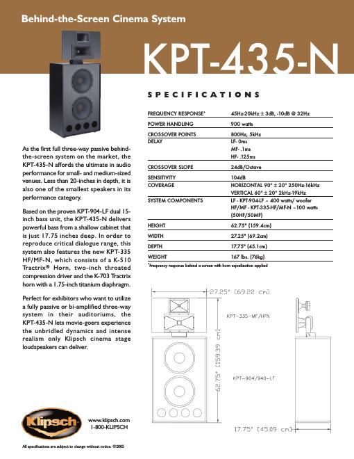 klipsch kpt 435 n brochure