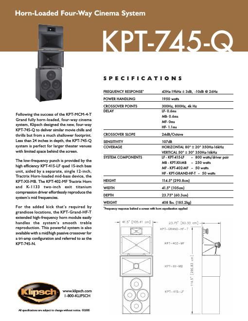 klipsch kpt 745 q brochure