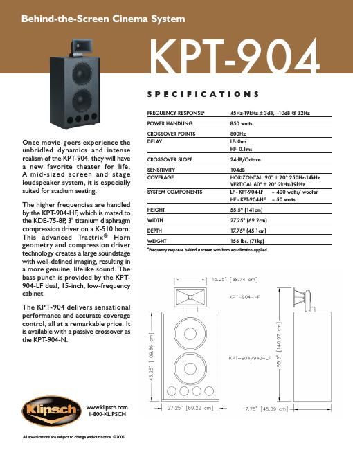 klipsch kpt 904 brochure