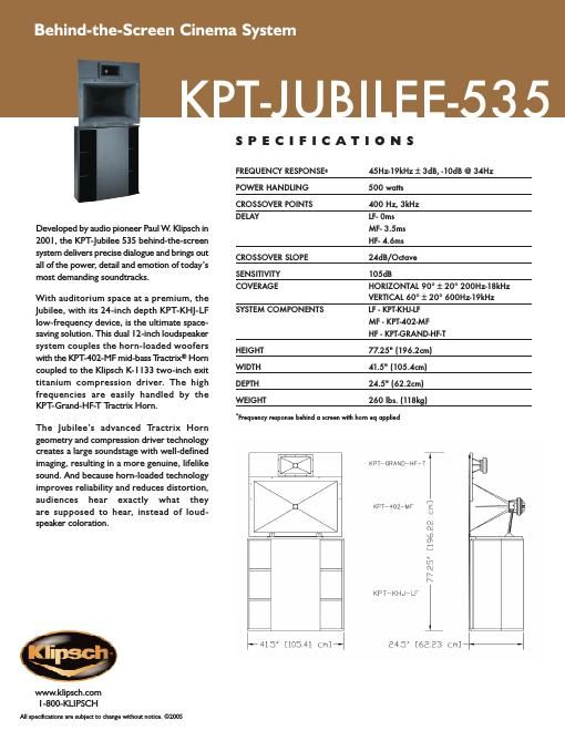 klipsch kpt jubilee 5 brochure