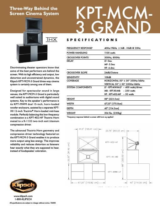 klipsch kpt mcm 3 brochure