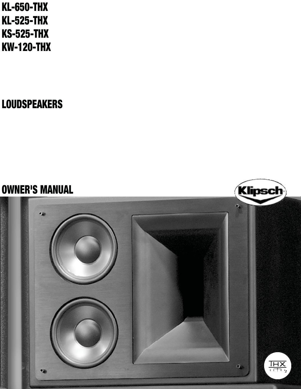 Klipsch KS 525 THX Owners Manual