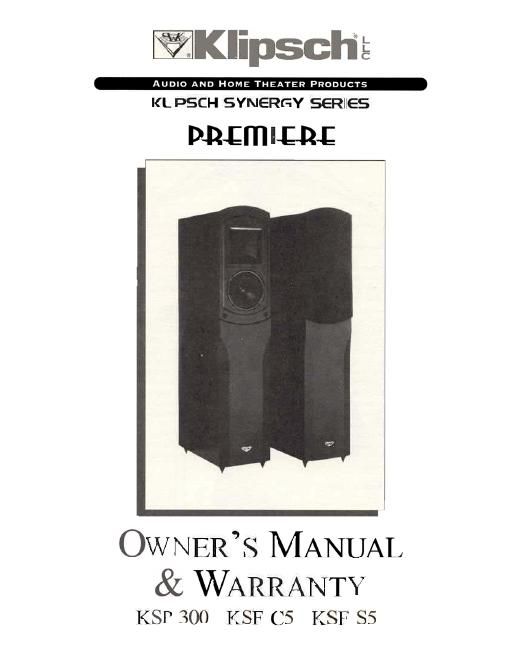 klipsch ksp 300 c5 s5 owners manual