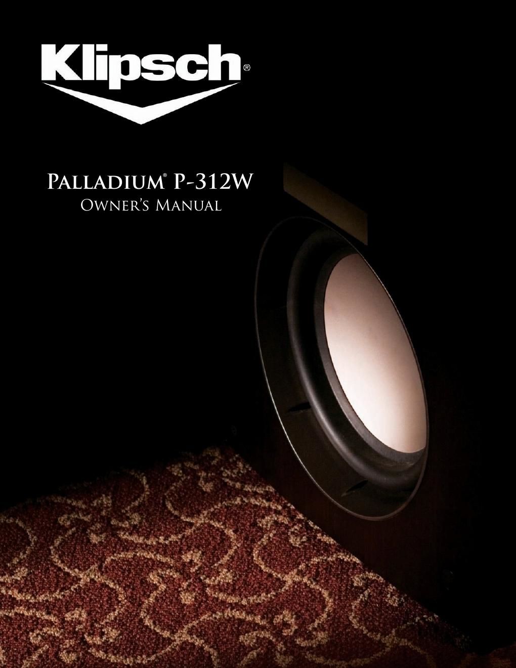 Klipsch P 312W Owners Manual