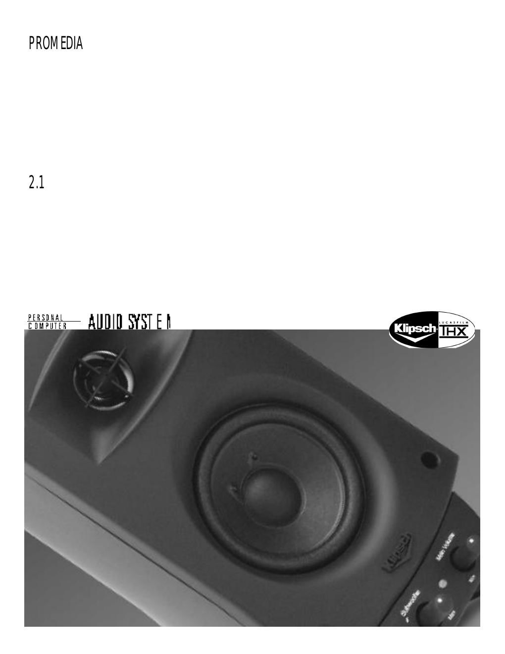 klipsch promedia 2 owners manual