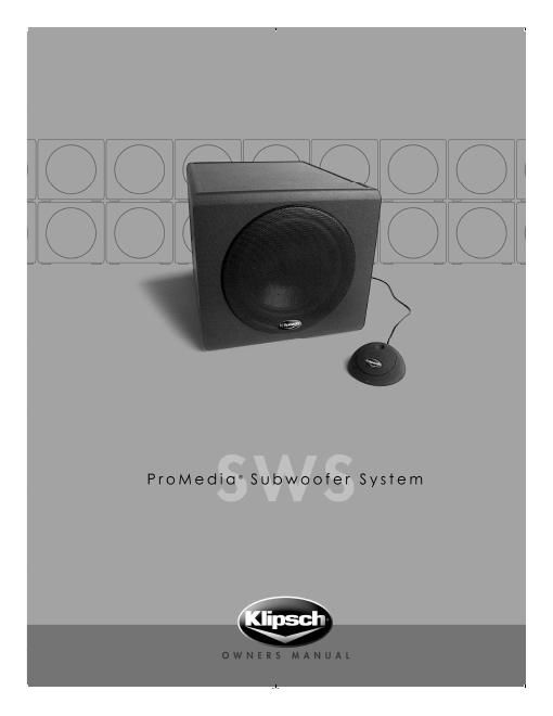 klipsch promedia sws owners manual