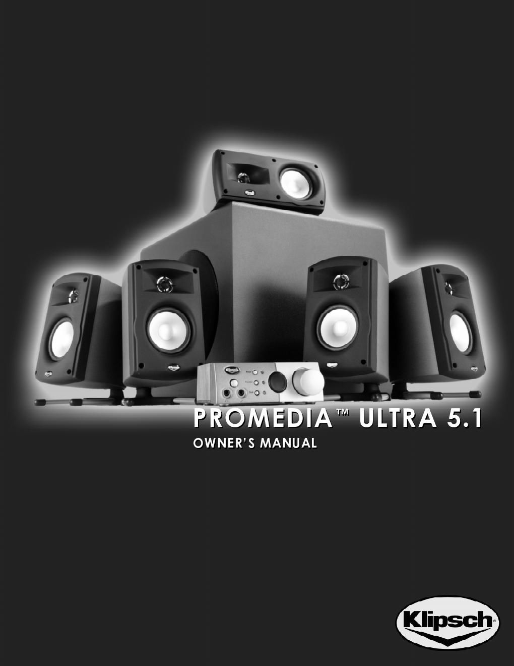 klipsch promedia ultra 5 1 owners manual