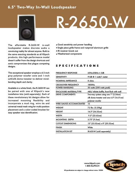 klipsch r 2650 w brochure