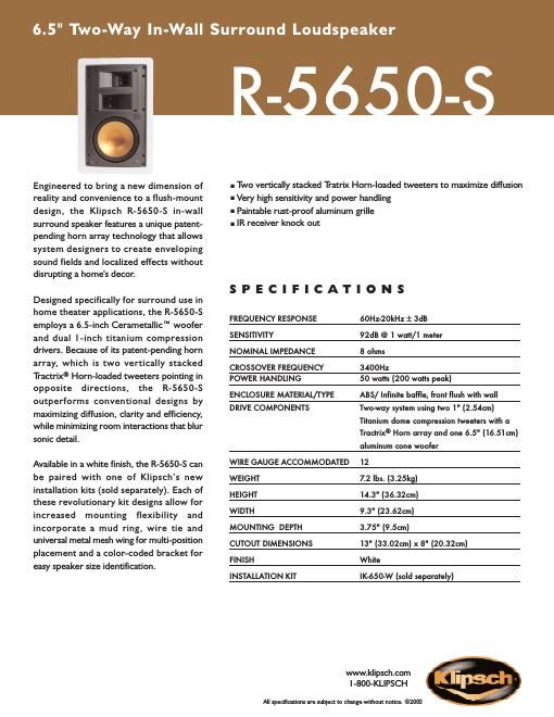 klipsch r 5650 s brochure