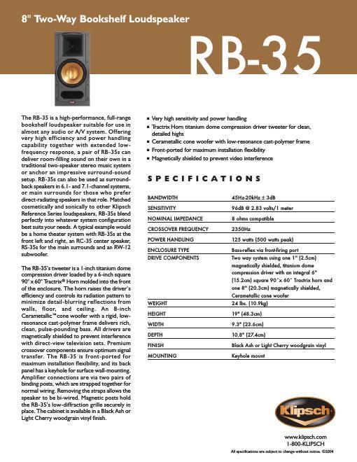 klipsch rb 35 brochure