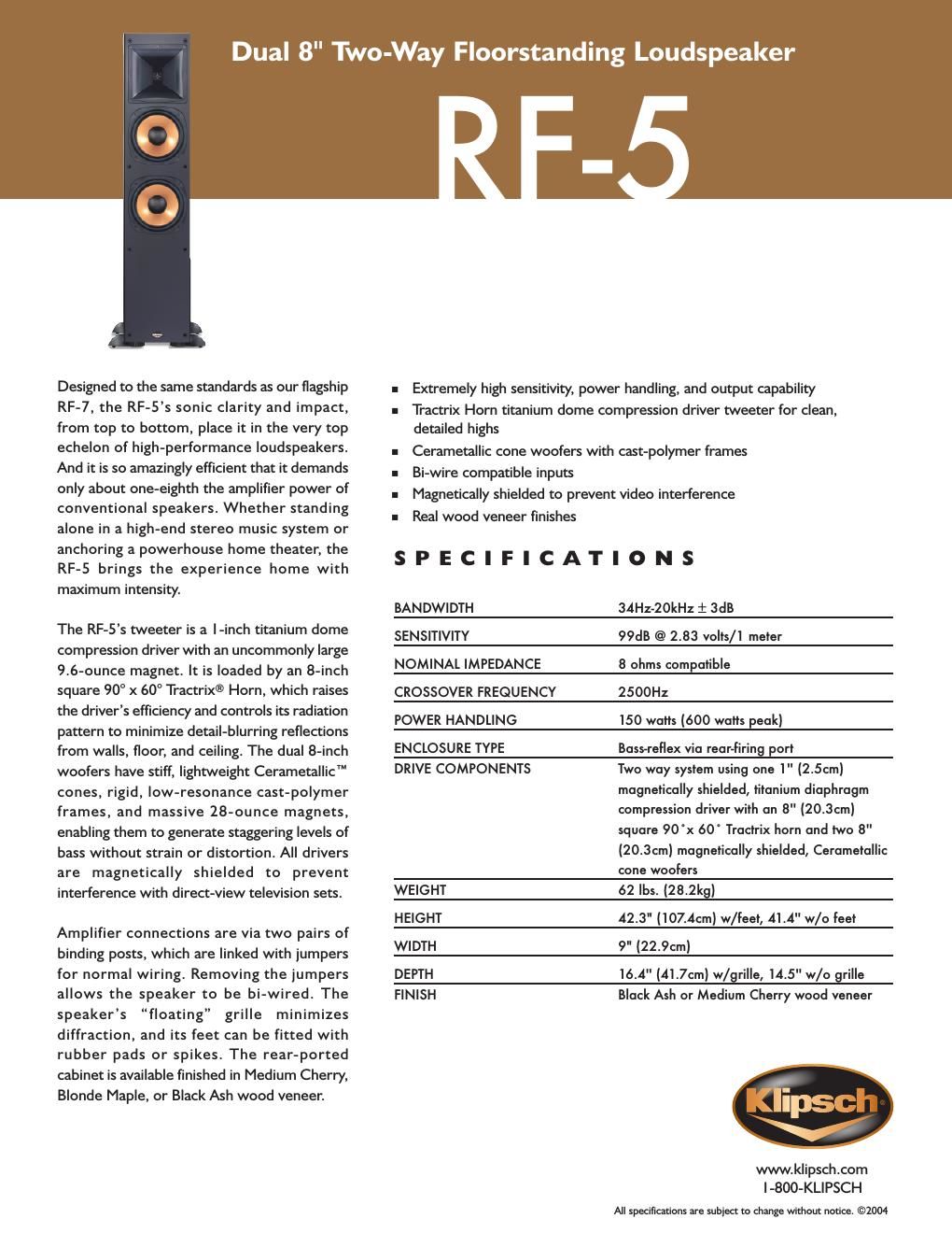 klipsch rf 5 brochure