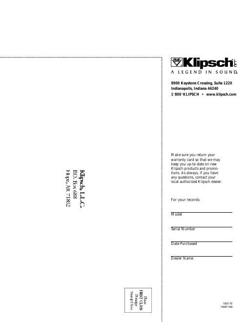 klipsch ss 1 owners manual
