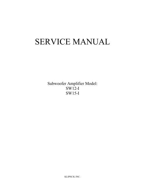 klipsch sw 12 i service manual