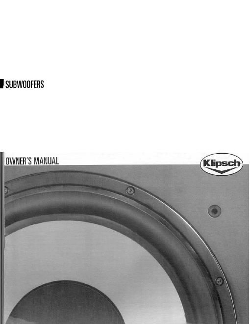 klipsch subwoofers owners manual