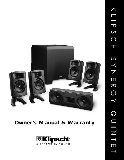 klipsch synergy quintet owners manual