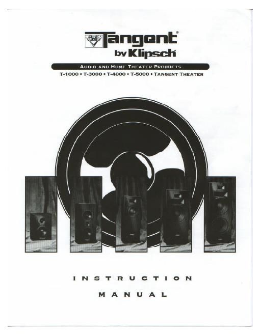 Klipsch T TANGENT THEATER Owners Manual