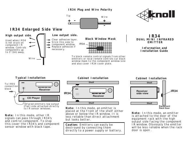 knoll systems ir 34 owners manual