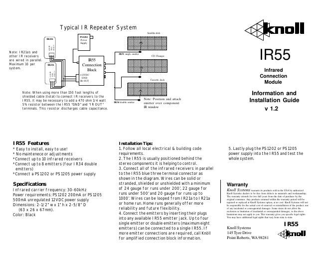 knoll systems ir 55 owners manual
