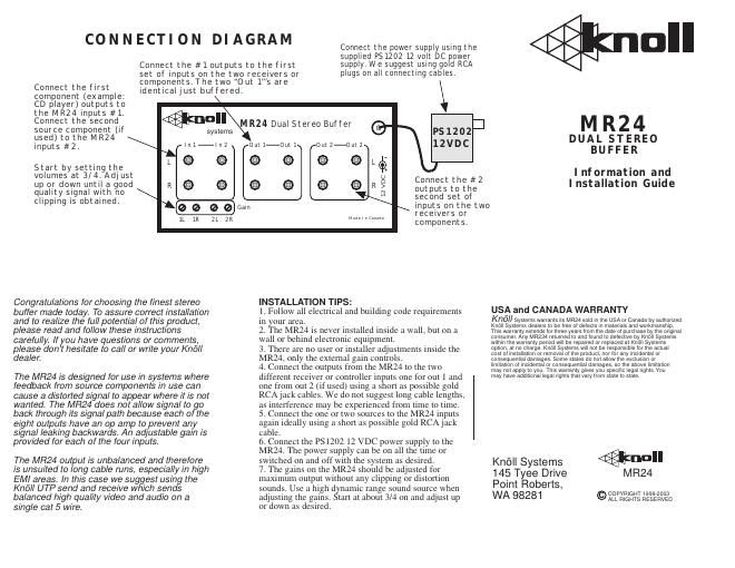 knoll systems mr 24 owners manual